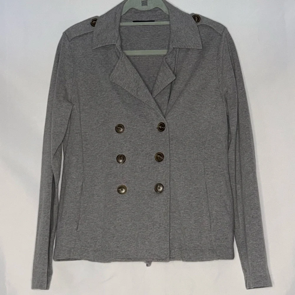 Banana Republic Double-Breasted Heather Gray Knit Blazer Size S/M EUC